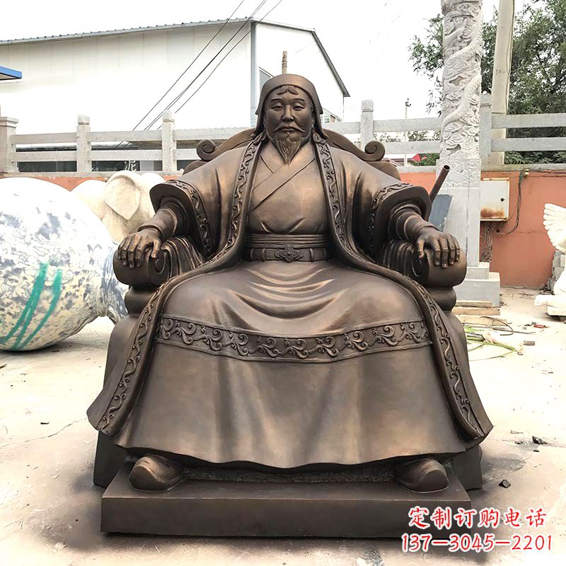 日照成吉思汗玻璃钢仿铜雕塑