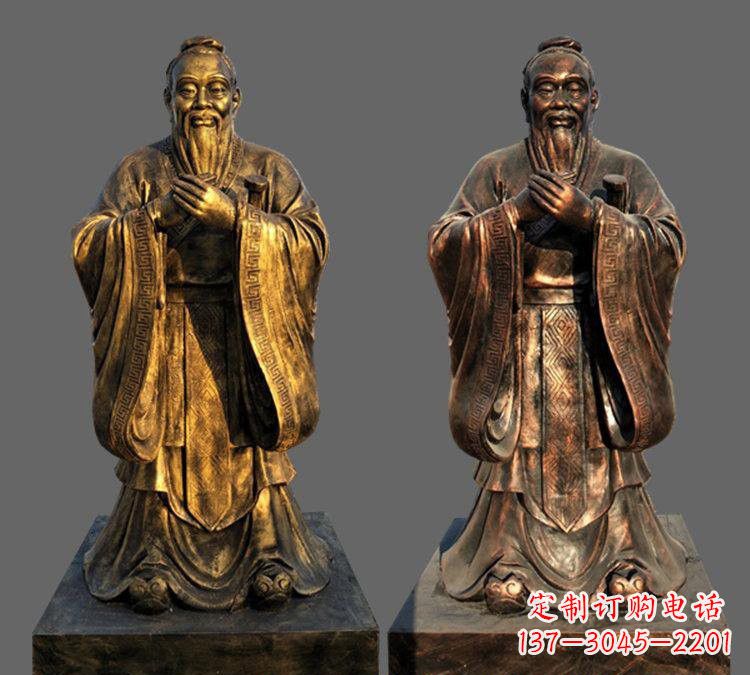 日照玻璃钢仿铜孔子雕塑——校园名人的荣耀