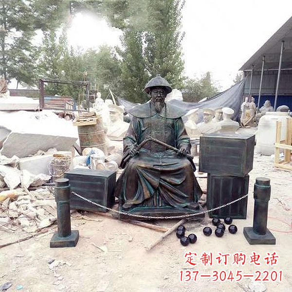 日照林则徐雕塑以玻璃钢仿铜呈现