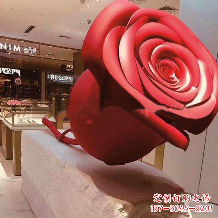 日照玻璃钢玫瑰花雕塑