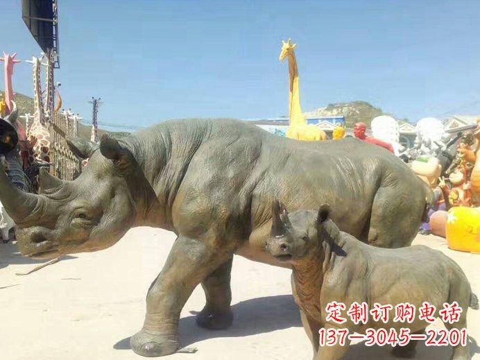 日照玻璃钢制犀牛雕塑——精美外形、质感出众
