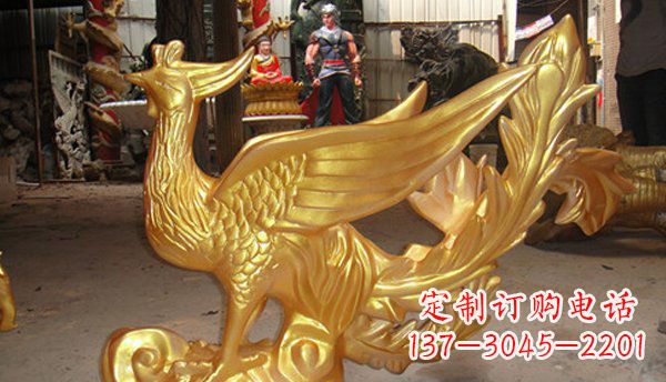 日照玻璃钢凤凰仿铜动物雕塑传承传统文化