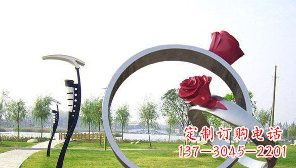 日照不锈钢爱情戒指浪漫雕塑艺术