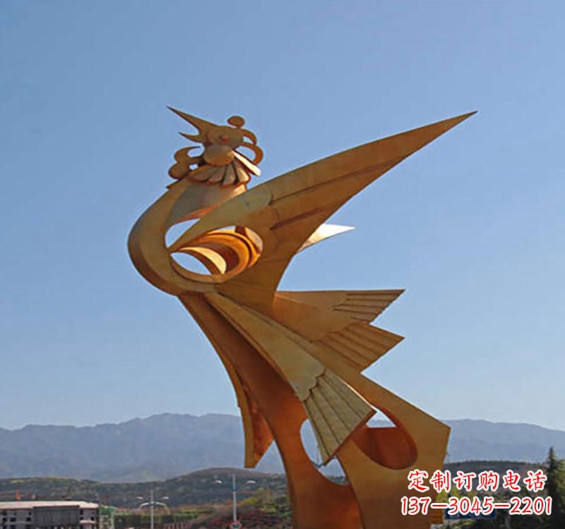 日照不锈钢凤凰雕塑传承瑞雪兆丰年