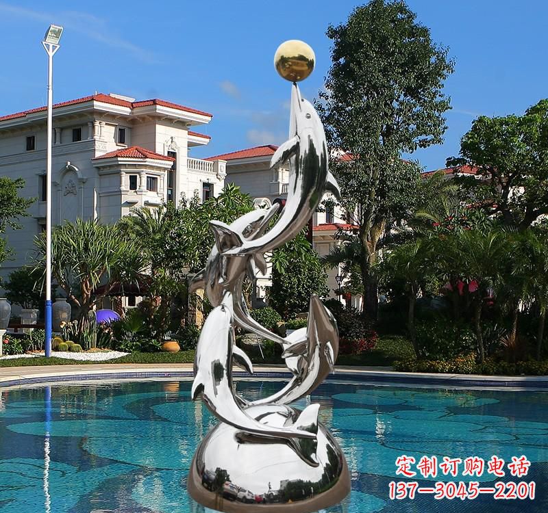 日照不锈钢海豚雕塑精美绝伦