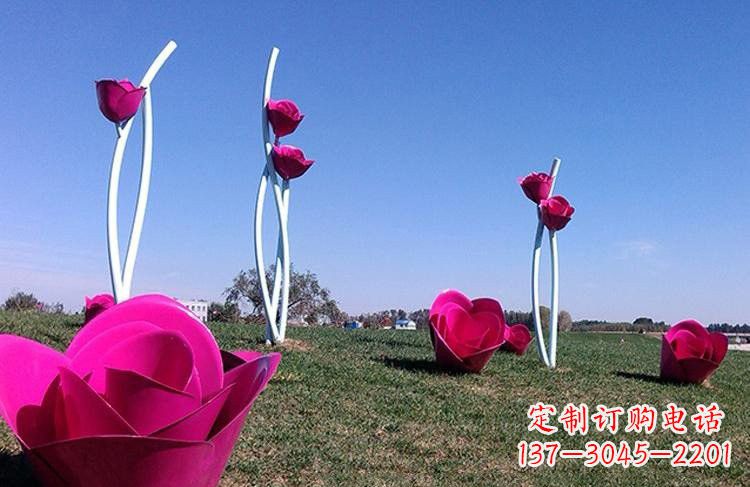 日照不锈钢彩色玫瑰雕塑艺术精美的象征