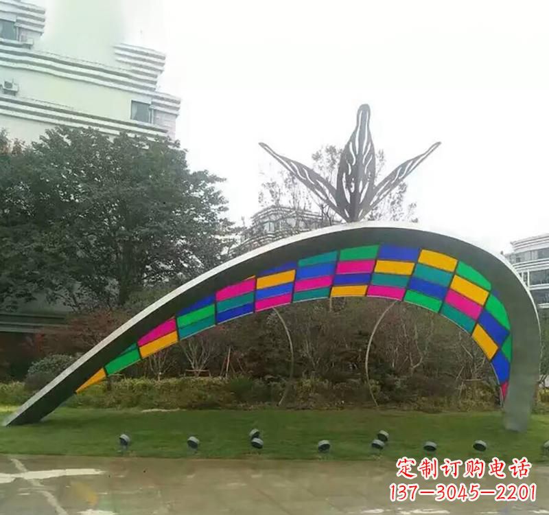 日照不锈钢彩色拼接拱门雕塑
