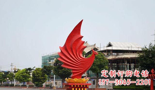 日照不锈钢凤凰雕塑象征着城市繁荣