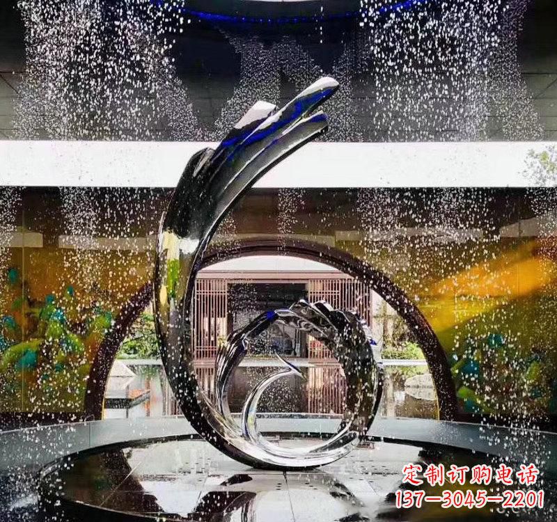 日照不锈钢城市景观喷泉雕塑美丽而又充满力量