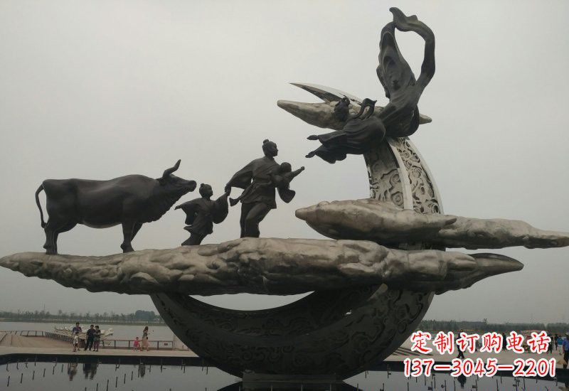 日照不锈钢牛郎织女雕塑传说中的爱情