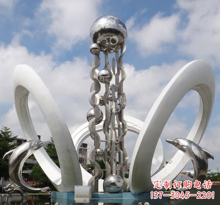 日照不锈钢城市艺术海豚雕塑美丽的海洋守护者