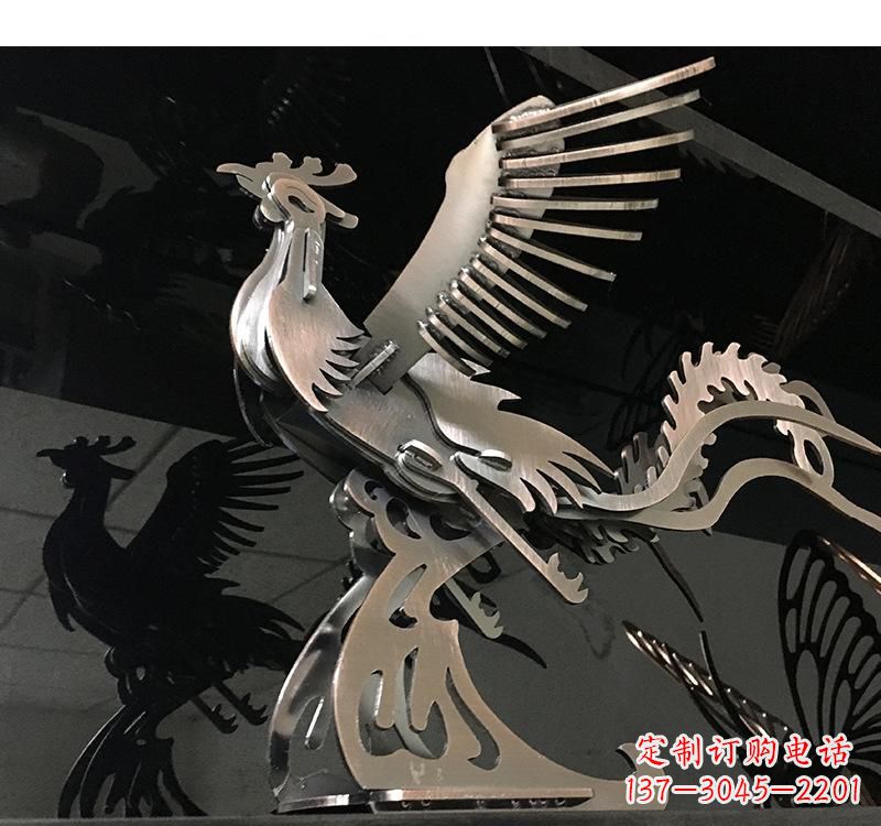 日照不锈钢凤凰雕塑精美的艺术品