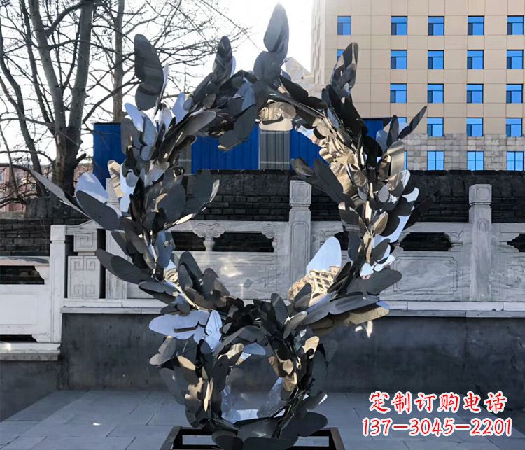 日照不锈钢蝴蝶花环景观雕塑