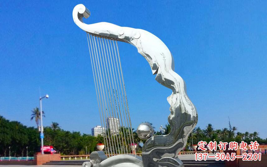 日照不锈钢竖琴广场雕塑