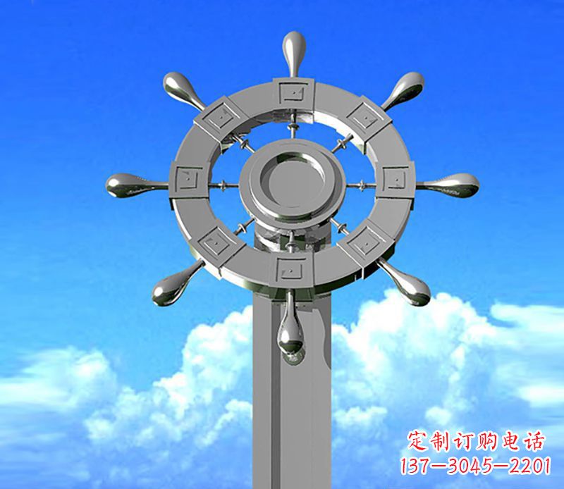 日照不锈钢船舵雕塑精美的海洋艺术
