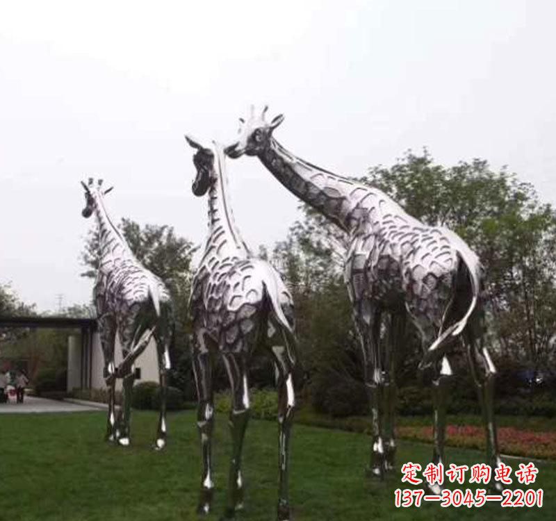 日照精美的不锈钢大型长颈鹿雕塑