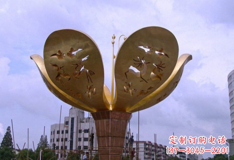 日照大型不锈钢紫荆花雕塑