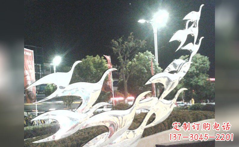 日照不锈钢大雁雕塑——灿烂的翱翔