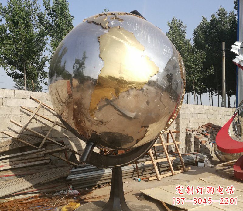 日照不锈钢地球仪校园中的精美雕塑