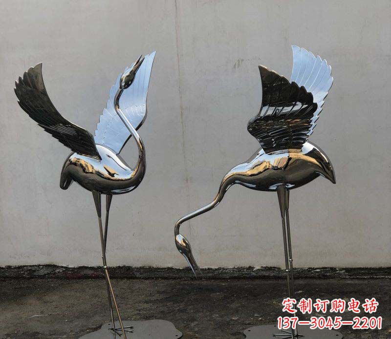 日照不锈钢锻造仙鹤雕塑精美的艺术品