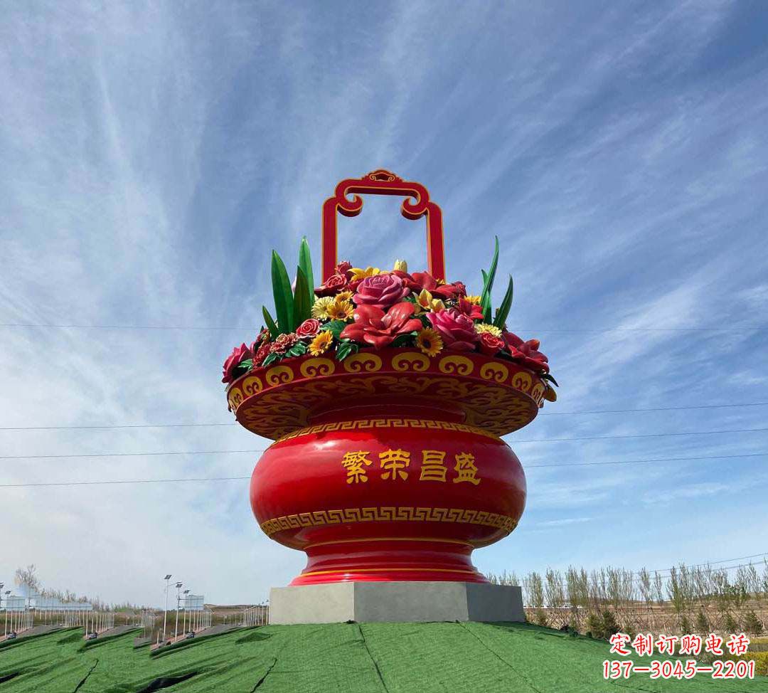 日照不锈钢花篮雕塑象征繁荣昌盛