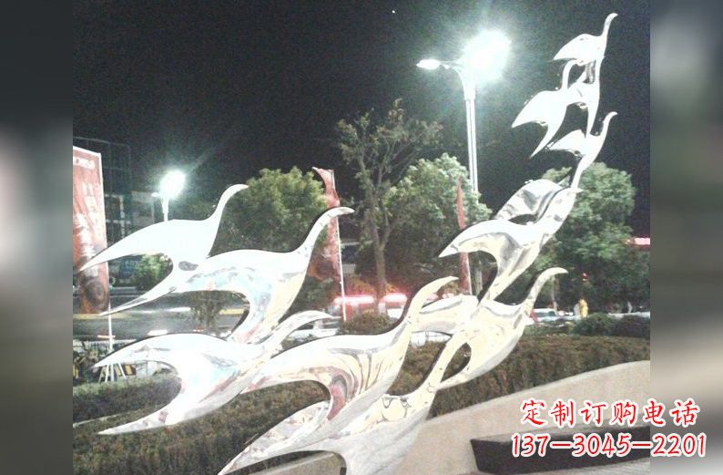 日照不锈钢大雁雕塑一种高雅的艺术美学