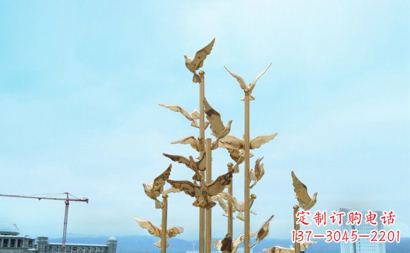 日照不锈钢飞翔的鸽子雕塑传递自由、和平的美好祝愿