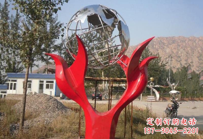 日照地球雕塑一座象征和平的不锈钢公园