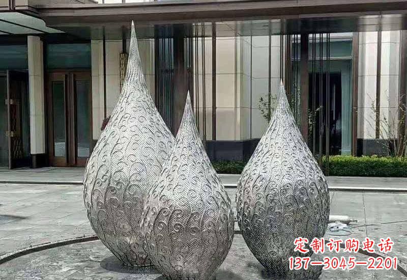 日照不锈钢镂空水滴雕塑精致美观