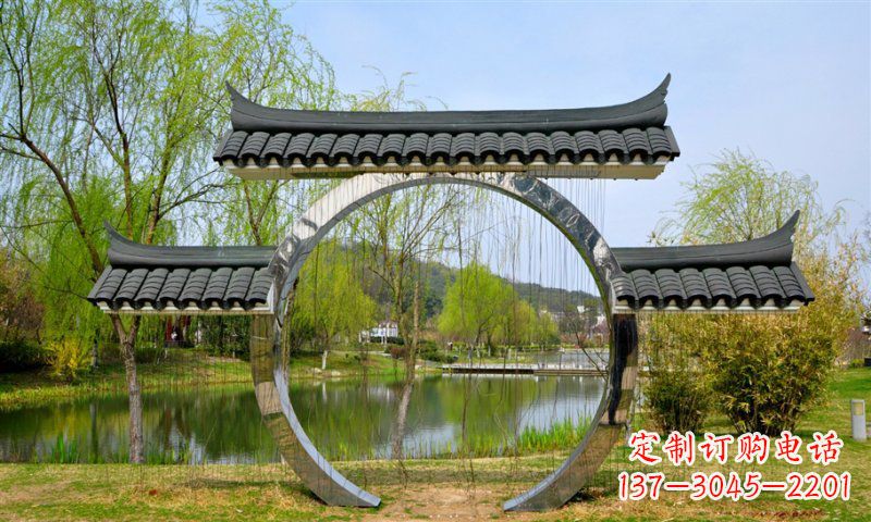 日照不锈钢公园月亮门雕塑传承中华文化