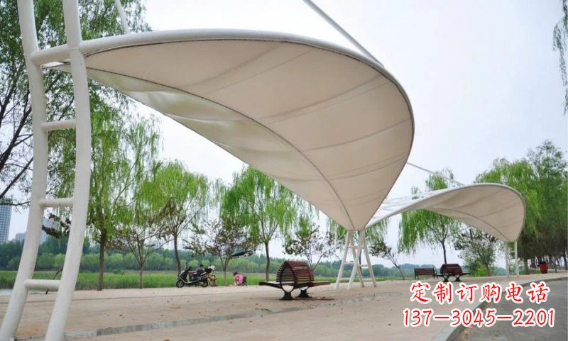 日照不锈钢树叶形遮阳棚雕塑