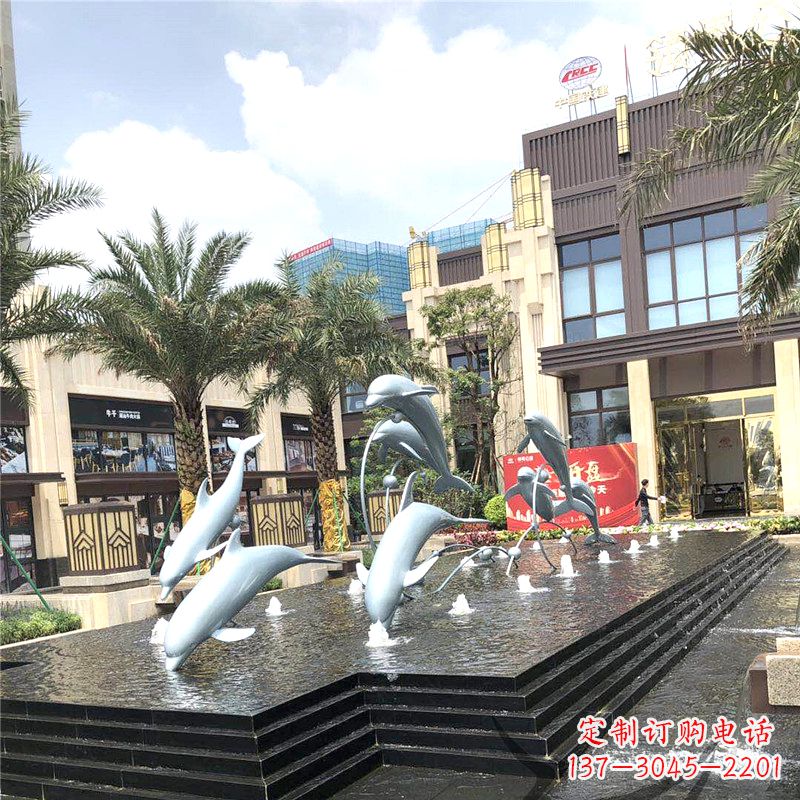 日照精美海豚喷泉,点缀城市企业街道