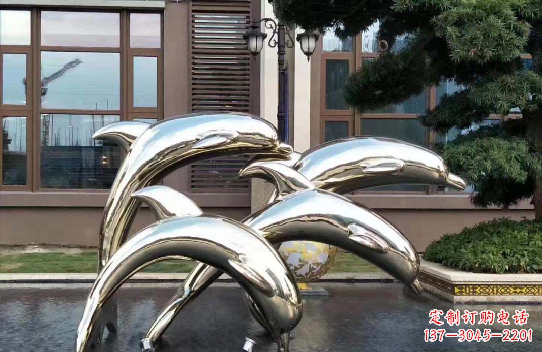 日照不锈钢海豚跳跃雕塑精美绝伦