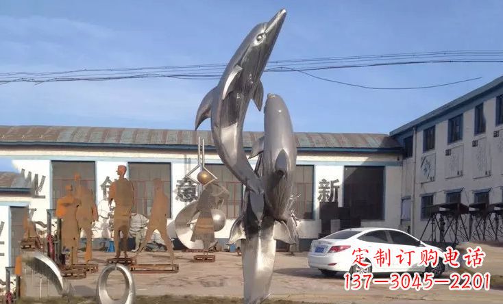 日照不锈钢海豚嬉戏雕塑精美的艺术视觉