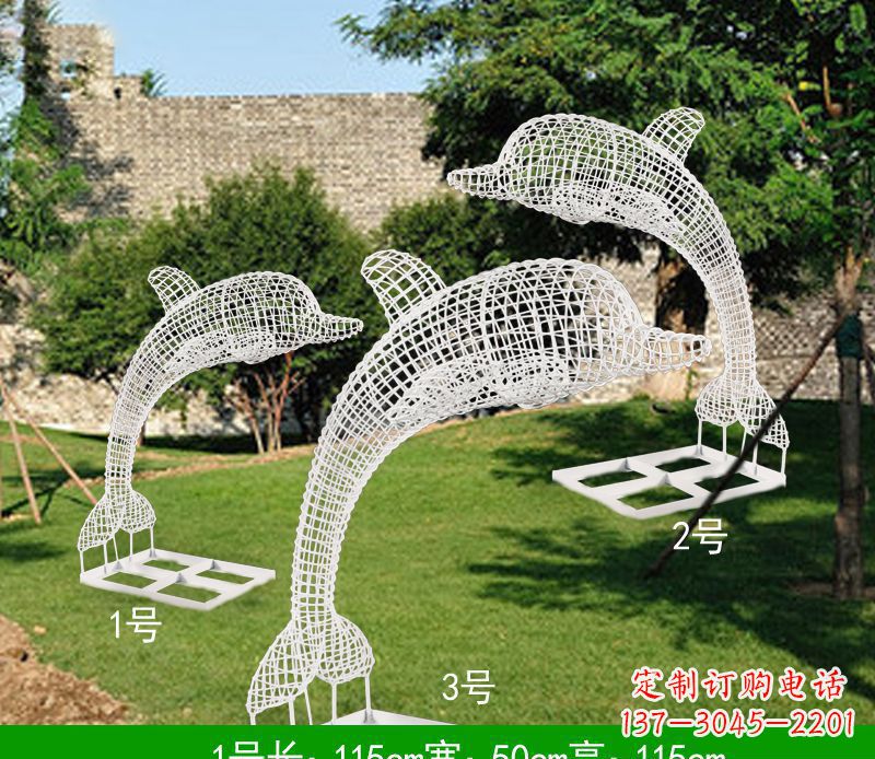 日照不锈钢海豚组合雕塑精美的艺术品