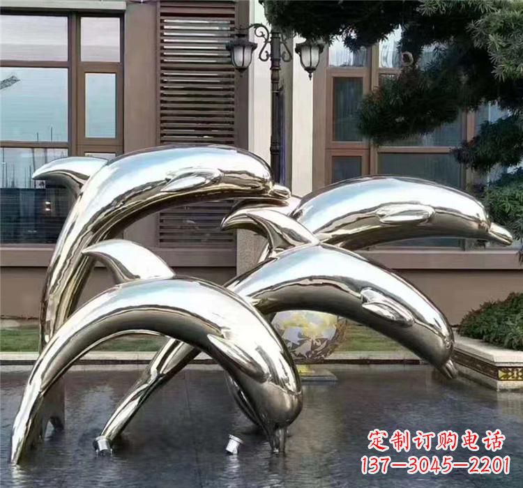 日照不锈钢海洋动物雕塑——海豚