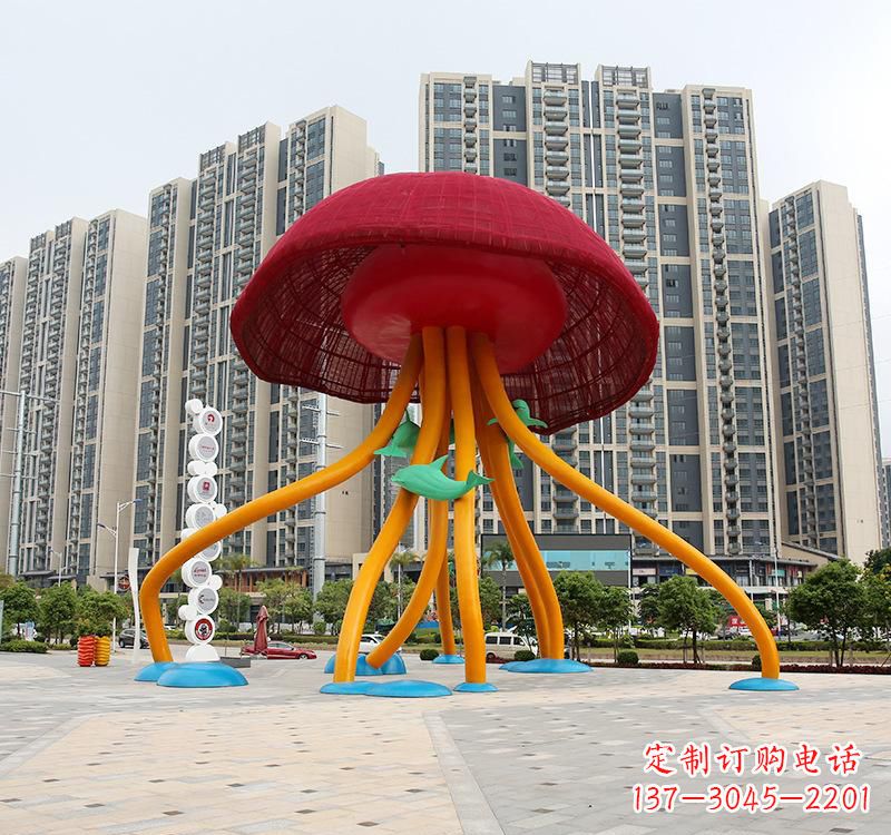 日照不锈钢海洋水母动物雕塑精美绝伦
