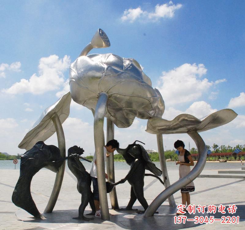 日照荷花之美——不锈钢荷花广场雕塑