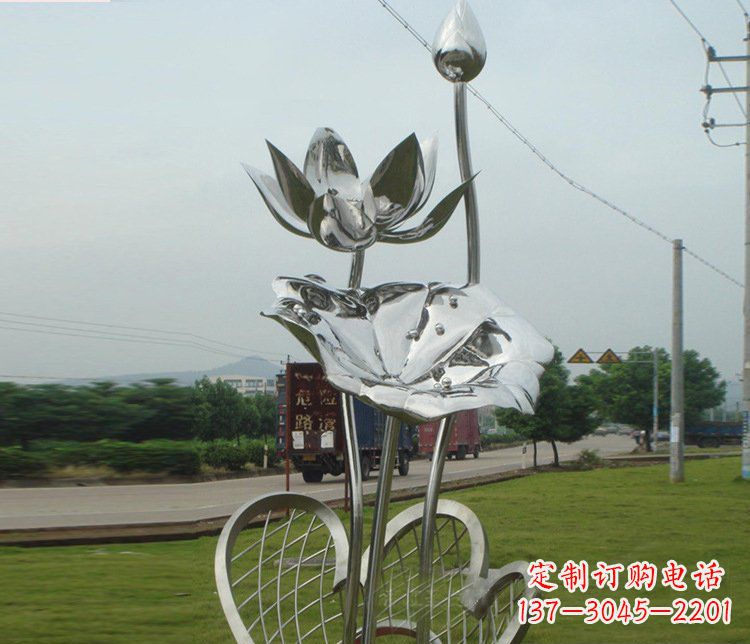 日照精美不锈钢荷叶雕塑