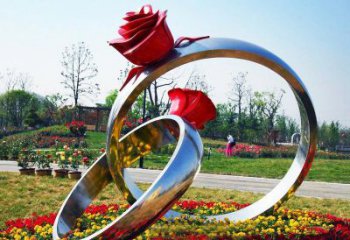 日照不锈钢公园玫瑰花戒指雕塑精致精美的礼物