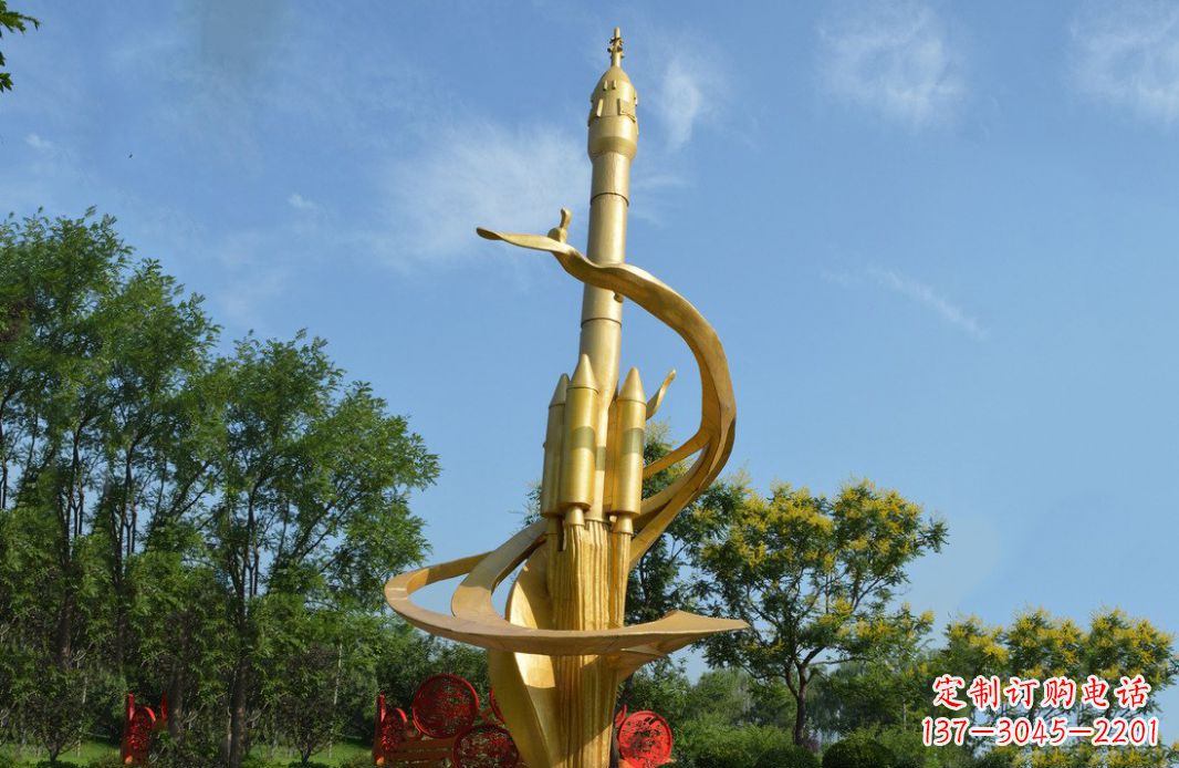 日照火箭飞向蓝天不锈钢火箭广场景观雕塑