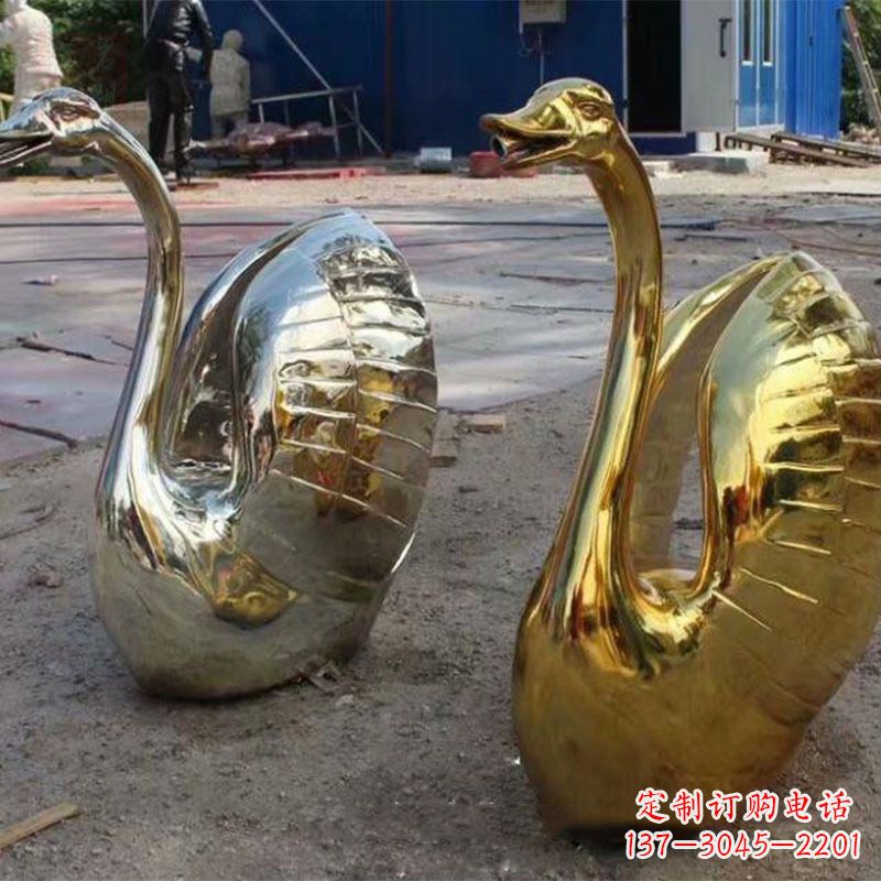 日照不锈钢天鹅雕塑精美而绚丽