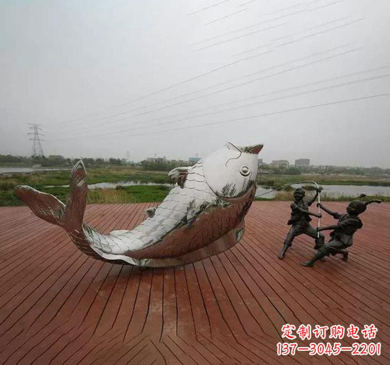 日照不锈钢鲤鱼雕塑传承中国文化