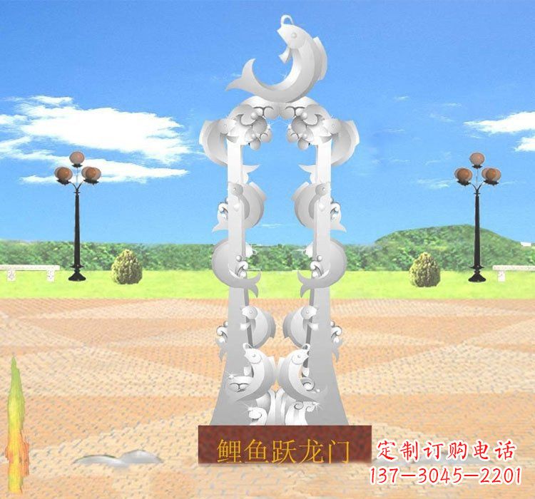 日照不锈钢鲤鱼跃龙门雕塑——传承传统文化的艺术瑰宝