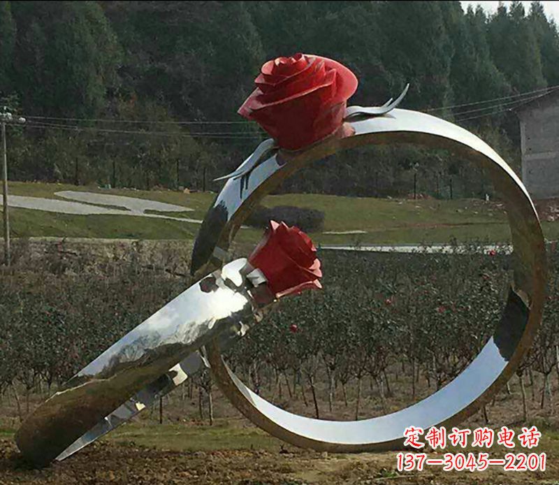 日照不锈钢玫瑰雕塑精美的艺术珍品