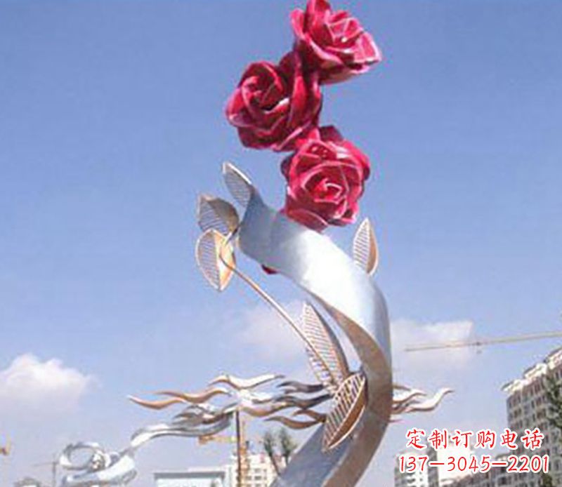 日照不锈钢玫瑰雕塑精美的艺术品