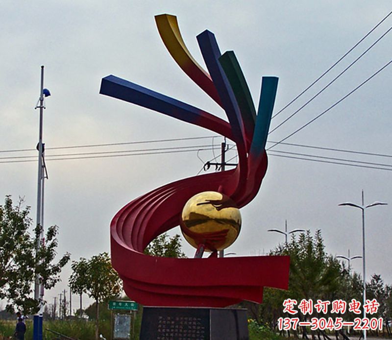 日照不锈钢飘带雕塑艺术与自然的完美结合