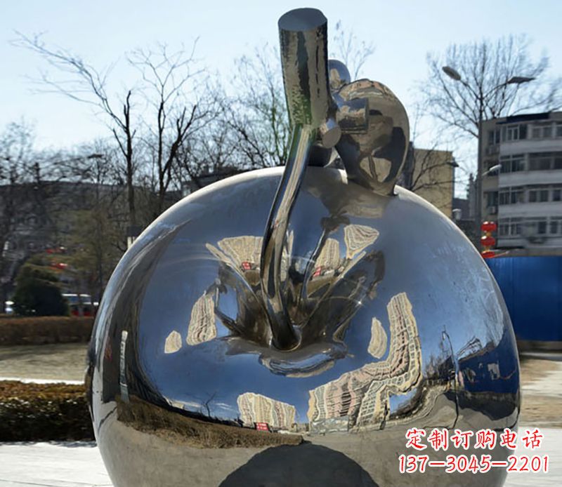 日照不锈钢苹果镜面雕塑精美绝伦