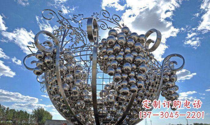日照不锈钢葡萄雕塑精致美观、经久耐用