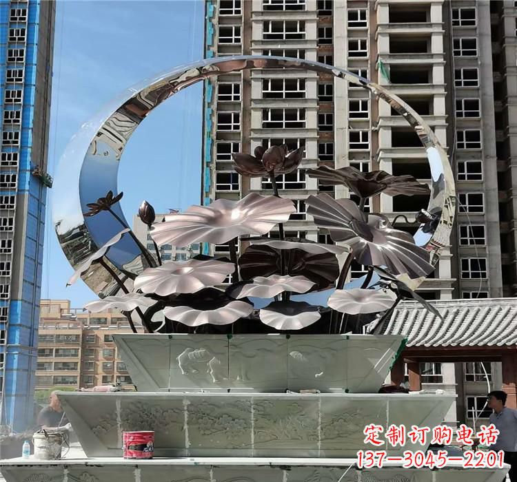 日照不锈钢荷花雕塑把宁静的自然融入城市